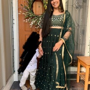 Green and Gold Lehenga Set